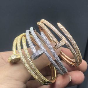 A Classic Cartres Bangle Kajia High Edition Nail Bracelet Women's Precision Craft Thick Plated 18k Rose Gold Full Drill Bit Tail Inlaid Diamond Jewelry