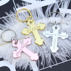 Party Supplies 30 Personalized Custom Baptism Cross Keyrings First Communion Gifts Mi Bautizo Christening Favors KeyChain Decor Gift