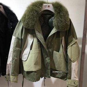 Giacche vere donne volpe naturali da donna bomber inverno bombardiere crollo caloroso giù per paesaggi di parco con cappuccio con con cappuccio giacca da anatra giù yrf47