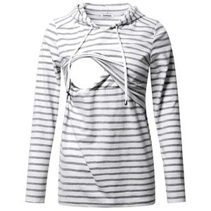 Skjortor Maternity Nursing Tops Sweatshirt långärmad randig ammande tshirts kläder för graviditet kvinnor