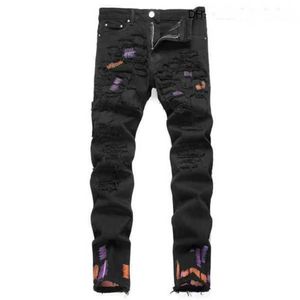 Men's Jeans 2023 New Designer Rips Skinny for Men Ripped Mens Pants Holes Denim Man Straight Leg Slim Fit Zipper Fashion 511vnpoj