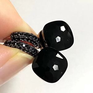 106mm Classic Nudo Earrings Black Gun Plated For Women Amethyst Onyx Drop Candy Square Crystal Gift 231225
