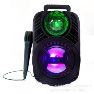 2023 Portable Wireless Bluetooth Speaker Microphone Outdoor Super Bass Subwoofer Microphone Karaoke Card Speaker