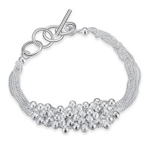 Pulseira de contas de areia de seis linhas pulseira de prata esterlina; Presente de casamento Homens e mulheres 925 Silver Bracelet SPB030329M