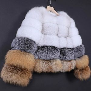 Jackets 2022 Women's Winter Coat Real Natural Thick Fur Jacket Warm Fox Fur Long Clothes High Quality Fashion Fur Vest Party Parkas Y2k