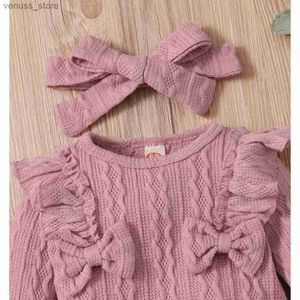 Set di abbigliamento Nuovi vestiti per neonata Set Autunno Inverno Vestiti per bambine per bambini Pagliaccetto rosa a maniche lunghe + pantaloni Vestito per neonati alla moda