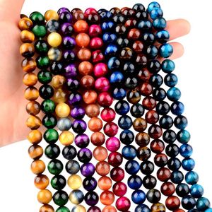 9 Colors Tiger Eyes 5A Beads 6-8mm Round Natural Stone Loose Beads Agate Tigerite Stone Bead Diy