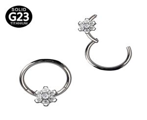 G23 Titanyum Segmenti Menteşeli Yüzükler Çiçek CZ Burun Dudak Labret Kulak Tragus Donandı Daith Helix Küpe Çember Piercings Vücut Mücevher 5603240