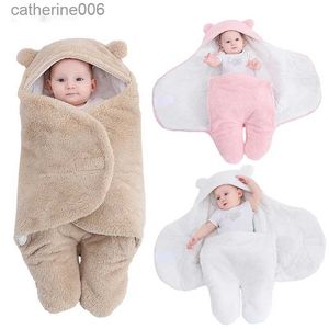Sleeping Bags Soft Baby Sleeping Bags Flannel Newborn Blanket Swaddling Thicken Infant SleepSack Warm Envelope Cocoon for Babies 0-9MonthL231225
