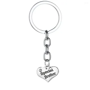 Keychains 12PC Wholesale Fashion Special Brother Heart Jewelry Key Chains Family Gift Friends Charm Keyring Niece Holder