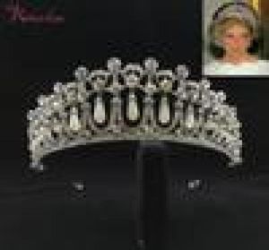 Klasyczny księżniczka Crown Crystal Pearl Bridal Wedding Tiara koronki Akcesoria do włosów Biżuteria RE3049