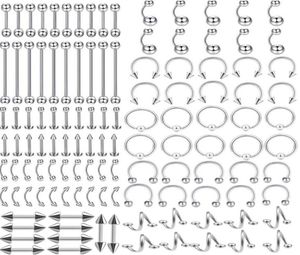 반지 쥬얼리 바디 보석 전체 120pcs 믹스 스타일 스테인레스 스틸 바디 피어싱 혀 눈썹 배꼽 코 링 에모리 드롭 8331054