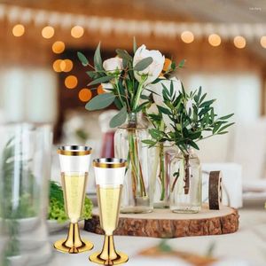 Disposable Cups Straws 25pcs 5OZ Champagne Cup Plastic Flutes Wedding Birthday Party Supplies Bar Drink Red Wine Ice Cream