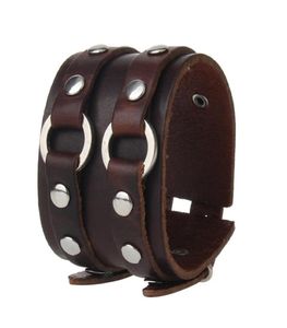 Male039s Trendy Punk Rock Bracelets color coffee PLB007 Alloy Watch Buckle Round Rivets Beaded Accessory Personality Hip Hop8846234