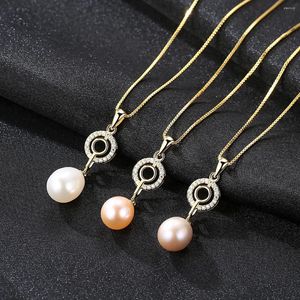 Pendant Necklaces S925 Sterling Silver Necklace For Women Natural Pearl Set With 3A Zircon Ladies