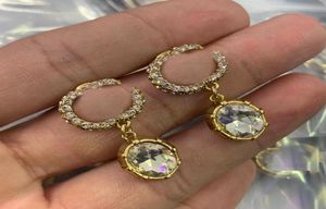 Women Crystal Dangle Earring Designers Jewelry Diamond Earrings Ear Studs Luxury Hoops Fashion Gold Water Drop Love Earrings G B I6097628