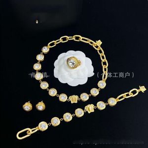 Designer Rings Vercaces Necklace Versages Jewelry New Beauty Head Maze Thick Chain Necklace Female Heavy Industry Zircon Brass Bracelet Female Sister Chinese