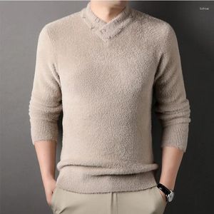 Herrenpullover Winter Velvet verdickte Nerzfleece -Schal -Kragen Buchstabe warmes Mode Pullover Bottom Hemd