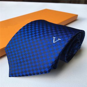 AA Lusso di alta qualità Cravatte Designer Mens Lettera 100% Cravatta Cravatta di seta nero blu Aldult Jacquard Party Wedding Business Tessuto Fashion Design Hawaii Cravatte box