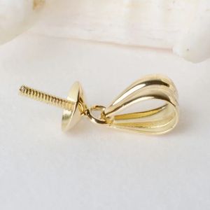 18karat gold pinch bail pendant clasp connector bead caps with peg for half drilled beads necklace diy 231225