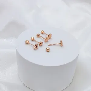 Stud Earrings YUNLI Real 18K Gold Screw Pure Solid AU750 Heart Ball For Women Fine Jewelry Gift EA011