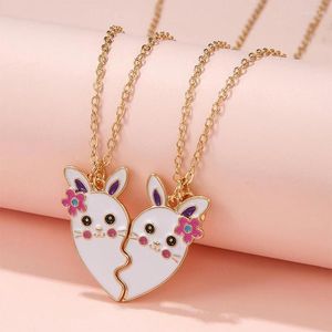 Pendant Necklaces 2Pcs/set Brand Cute Cartoon Chain Friends Necklace BFF Friendship Children's Jewelry Gift For Girls