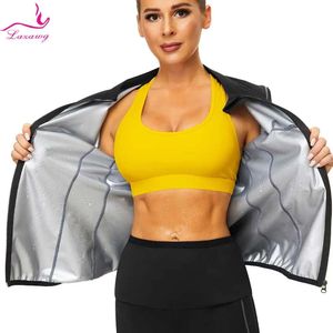 Jacken Lazawg Sauna Jacke für Frauen schwitzen Top -Gewichtsverlust Langarmdünn Thermo Sportwear Fiess Ladies Body Shaper Workout Fitnessstudio