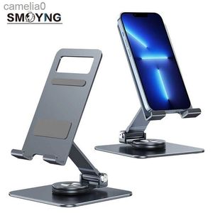 Tablet PC Stands SMOYNG Aluminum Tablet Phone Stand Rotatable Desk Holder Foldable port For iPhone iPad Pro 12.9 Desktop Mount BracketL231225