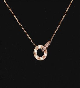 Pingente designer colar de luxo jóias cadeia mens colar diamante noivado duplo loop colares feminino personalizado banhado rosa gol9739699