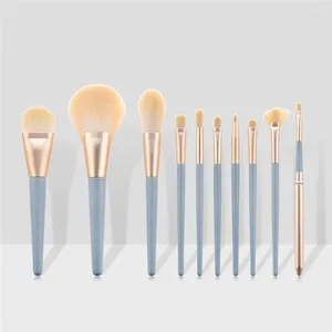 Make -up Pinsel 10 PCs Modes hellblaues Set Pincel Maquiagem Kosmetik Maquillaje Werkzeug Pulver Lidschatten Kosmetik