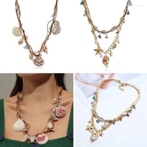 Pendant Necklaces Colorful Conch Seashell Necklace Women Fashion Vintage Statement Large Jewelry Accessories