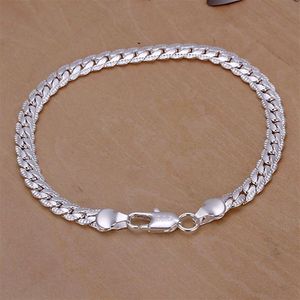 Men's 5mm 20cm 925 sterling silver chains bracelets bangles H199225a