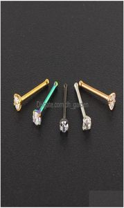 Nose Rings Studs Nostril Piercings Cz Crystal Piercing Stud Stainless Steel Star Nariz Jewelry Wholes Mix Color Drop Delivery 8488294