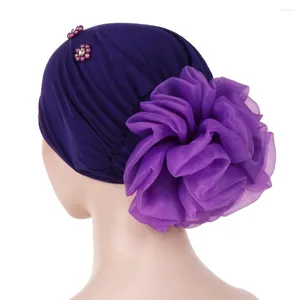 Etnik Giyim Kadın Müslüman Hicam Çiçek Bonez Kemo Kanseri Kanser Türban İç Şapka Saç dökülmesi Kapak Femme Beanies Meapwear Headwrap