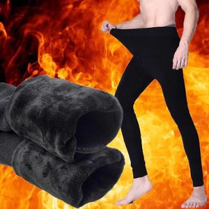 Inverno masculino térmico Roupa de fundo masculino Leggings calças térmicas lã quente espessada long Johns calça elástica masculina 231225