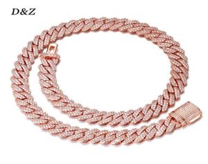 DZ Nytt guld 10mm kubansk länkhalsband isad ut kubik zirkon 4 prong halsband manliga kvinnliga smycken för present mode halsband x0509258219808