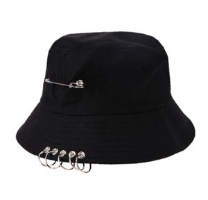 Bucket Hat Unisex Folding Hunting Fisherman Outdoor Cap Cool Girl Boy Iron Ring Fisherman Hiphop Hat Solid Outdoor Cotton Sunhat2427586