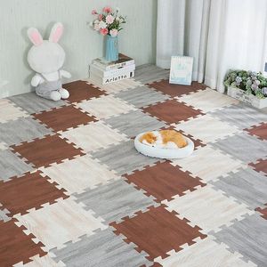 Estera de espuma EVA para piso, rompecabezas entrelazado, azulejo de grano de madera, tapete para niños para yoga, gimnasio, juego para niños, azulejos, dormitorio, sala de estar, piso suave 231225