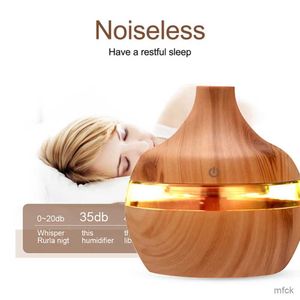 Humidifiers Electric Humidifier Essential Aroma Oil Diffuser Ultrasonic Wood Grain Air Humidifier Mini Mist Maker LED Light for Home