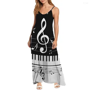 Abiti casual per le donne 2023 Mucis Notes Tasti del pianoforte Stampa femminile sexy senza maniche abito da sera lungo vestito estivo da donna