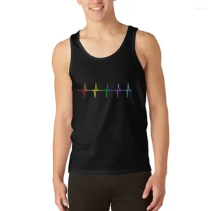 Tops cerebbe da uomo Rainbow Hearbeat LGBT Top t-shirt giapponese Sports da corsa da corsa