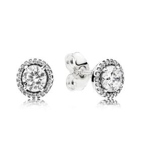 925 Sterling Silver Round Cz Diamond Stud Earring Original Box för bröllopspresentörhängen Set för kvinnor Girls6343920