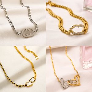 Charm Women Designer Necklace Choker Heart Pendant Chain Gold Plated Stainless Steel Crystal Letter Pearl Necklaces Wedding Jewelry Accessories