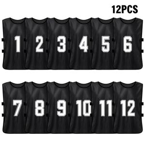 6 12 PCS Adults Soccer Pinnies Quick Drying Football Team Jerseys Sports Training Numbered Bibs Practice Vest 231225