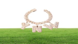 Nome personalizzato Lettere Baguette con braccialetto a catena cubana da 10 mm Men039s Zircone Hip Hop Rock Gioielli Lettera sostituibile 2009289547114