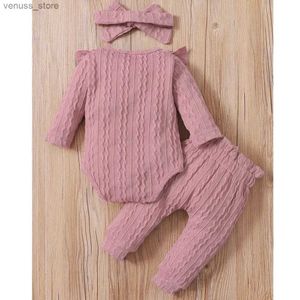 Kläder sätter nya baby flicka kläder set höst vinter småbarn flickor kläder bow rosa långärmad romper + byxor spädbarn mode baby outfit