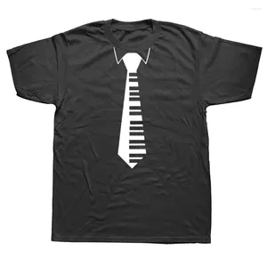 Men's T Shirts Funny Hip Hop Piano Keys Tie Keyboard Music Shirt Men Pianist T-Shirt Cotton Simple Short Sleeve Tops O Neck