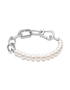 Fine jewelry Authentic 925 Sterling Silver Bead Fit Charm Bracelets r Link Charn Freshwater Cultured Pearl Bracelet Safety Chain Pendant DIY beads6219394