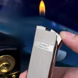 ZORRO Ultrathin mm No Gas Windproof Lighter Portable Compact One Key Ignition Metal Butane Lighter for Men and Women Smoking Gift