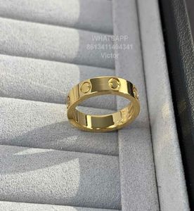 Bandringar 18K 36mm Love Ring V Gold Material kommer aldrig att blekna smal ring utan diamanter lyxmärke officiella reproduktioner WI1622429